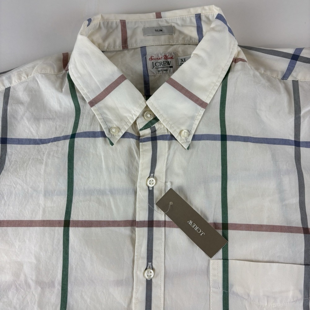 J Crew Shirt Mens XL Slim‎ Cotton Button Down Secret Wash New With Tags - Picture 2 of 9
